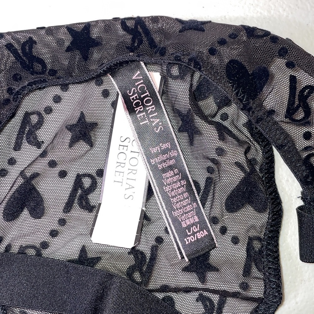 New with Tags Victoria’s Secret Panties VS Signature Print Panty Black Brazilian - Picture 10 of 11